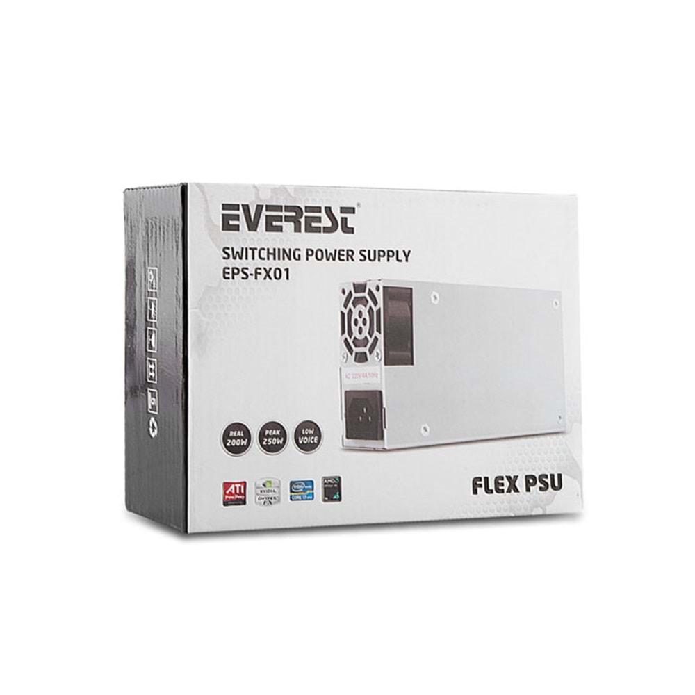 Everest EPS-FX01 Real 200W Peak 250W 4cm Fan 2* SATA 2* IDE Flex Power Supply