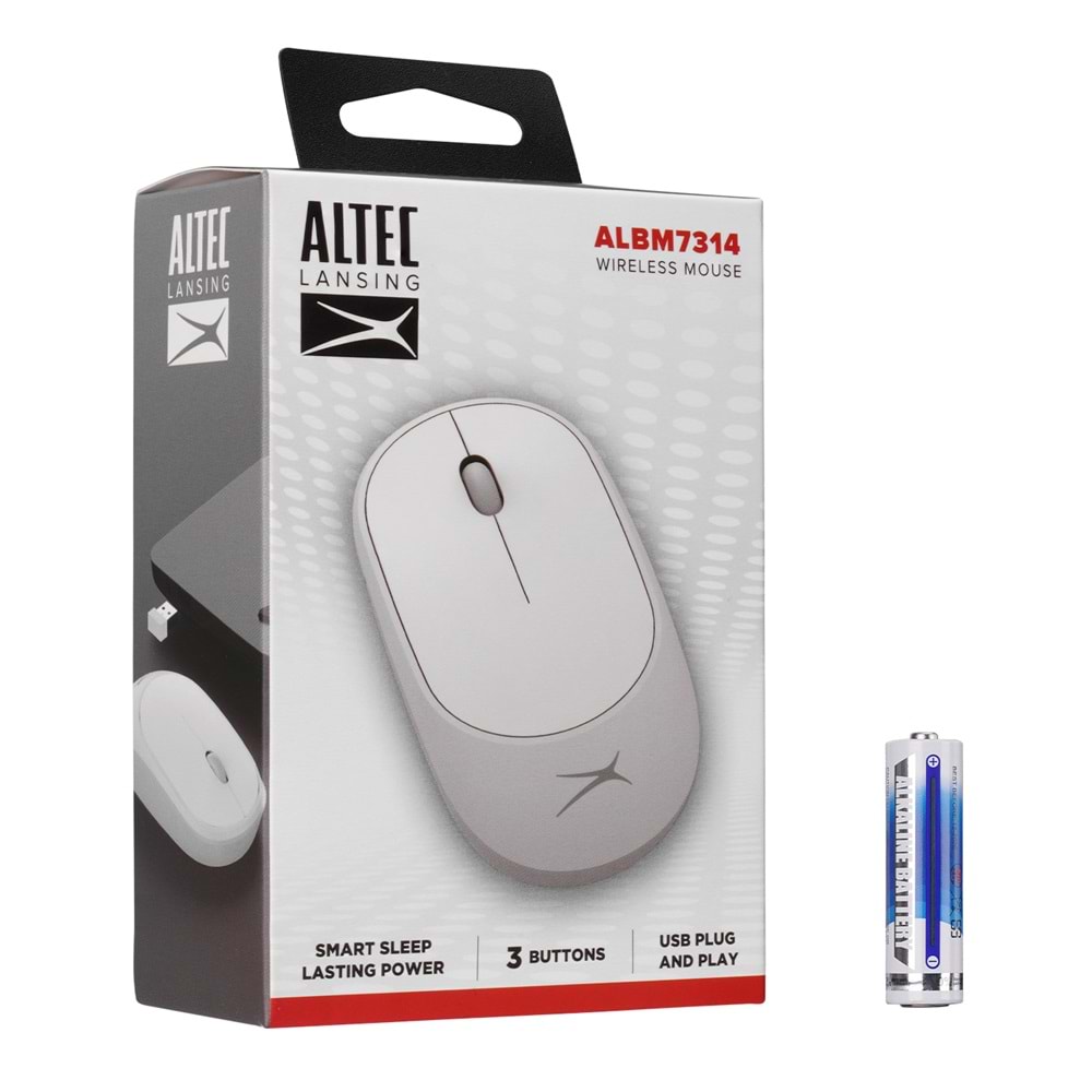 Altec Lansing ALBM7314 2.4GHz USB 1200DPI Alkalin Pilli Kablosuz Mouse