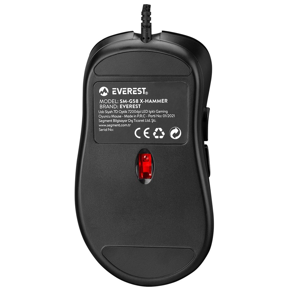 Everest SM-G58 X-HAMMER Usb Siyah 7D Optik 7200dpi LED Işıklı Gaming Oyuncu Mouse