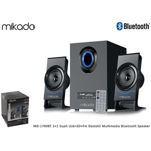 Mikado MD-1700BT 2+1 Siyah Usb+SD+Fm+Bluetooth Destekli Multimedia Speaker Hoparlör