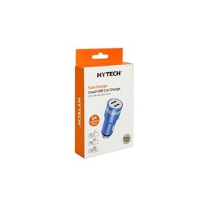 Hytech HY-X68L 3.1A Lightning Kablolu 2 USB Karışık Renk Metal Araç Şarj Cihazı