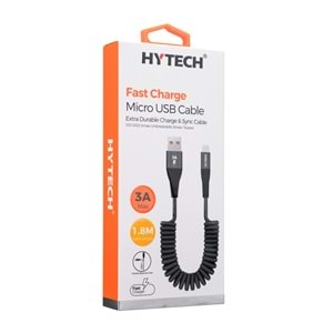 Hytech HY-X270 1.8mt 3A Micro Usb Spiral Kılıflı Gri Data + Sarj Kablosu