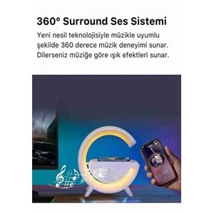 Oem BT-2301 Masa Lambası ve Gece Lambası Speaker Kablosuz Şarj Özellikli Alarmlı Işıklı Bluetooth Hoparlör