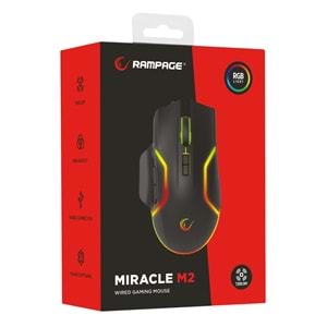 Rampage Miracle M2 Usb Siyah 8 Tuşlu RGB 7200dpi Gaming Oyuncu Mouse
