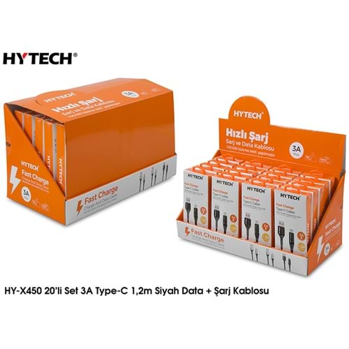 Hytech HY-X450 3A Type-C 1,2mt Data + Şarj Kablosu