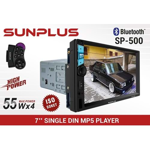 Sunplus SP-500 7 Inç Sıngle Dın 55x4 Mırrorlınk BT/USB/SD/MP5/AUX/FM Kameralı Tofas Seri Oto Teyp