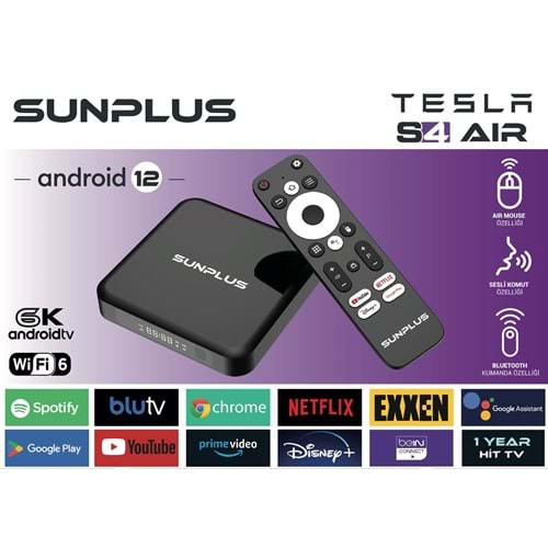 Sunplus TESLA S4 serıes cortex A53 Androıd DDR3 4GB 32GB TV Box