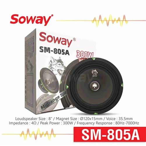 Soway SM-805A 20 cm Mıdrange Oto Hoparlör