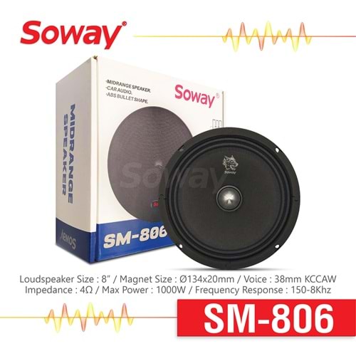 Soway SM-806 16 cm Mıdrange Oto Hoparlör