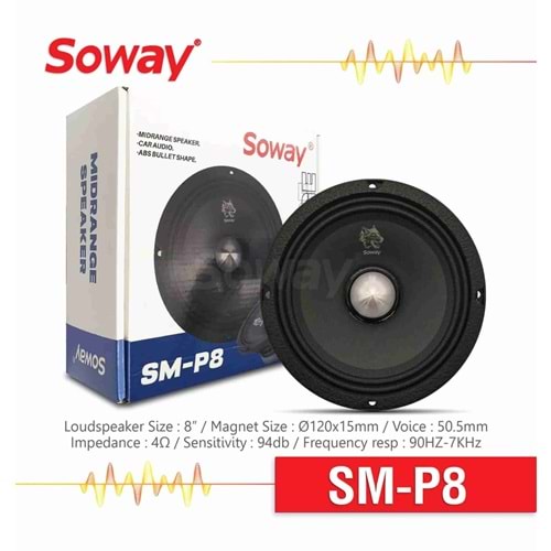 Soway SM-P8 20 cm Mıdrange Oto Hoparlör
