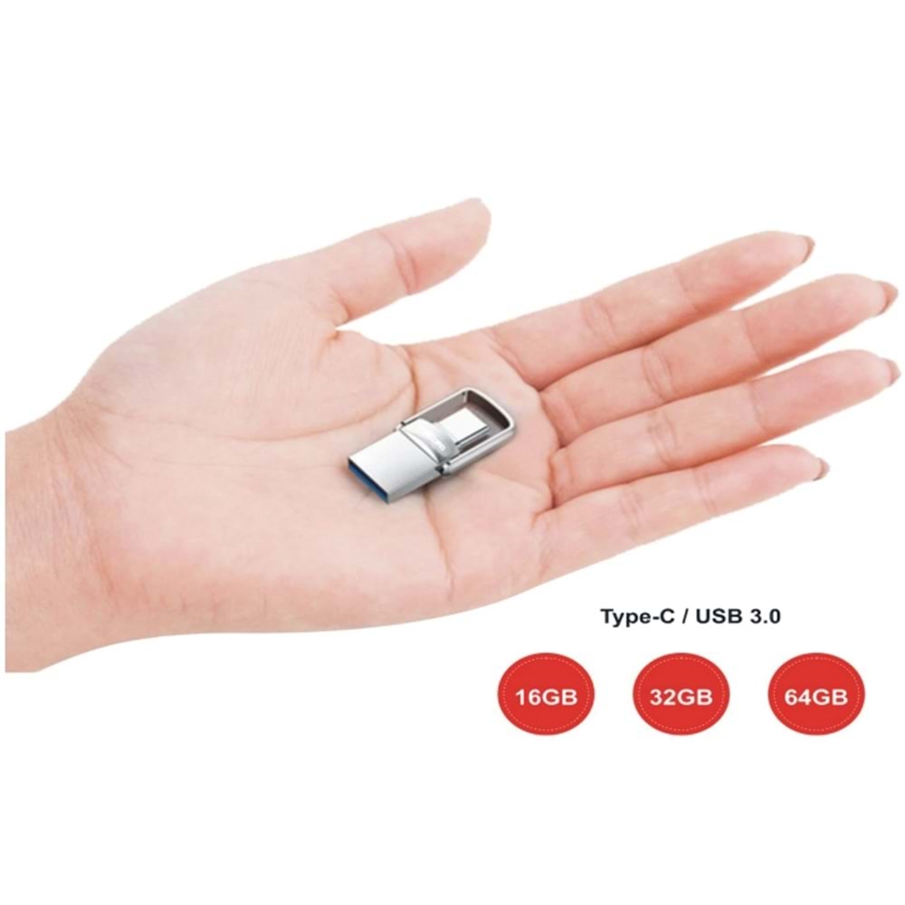 Concord C-OTGT32 32 GB USB 3,0 Otg Type-C Mini Metal Flash Bellek