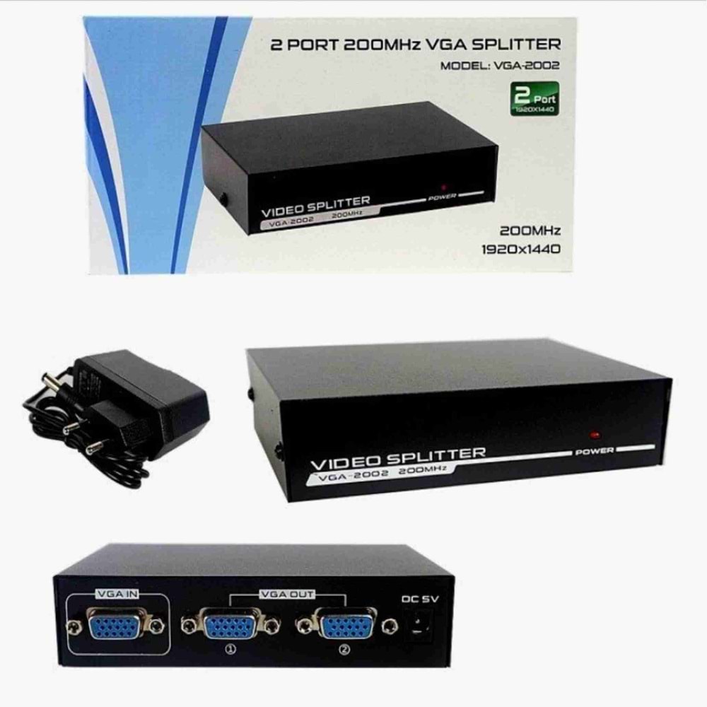 Rose MT-1502 2 Port 1x2 VGA Splitter VGA Dağıtıcı