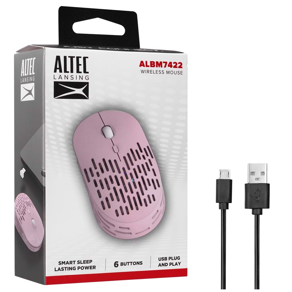 Altec Lansing ALBM7422 2.4GHz Şarj Edilebilir Tek Renkli 1600DPI Optik Kablosuz Mouse