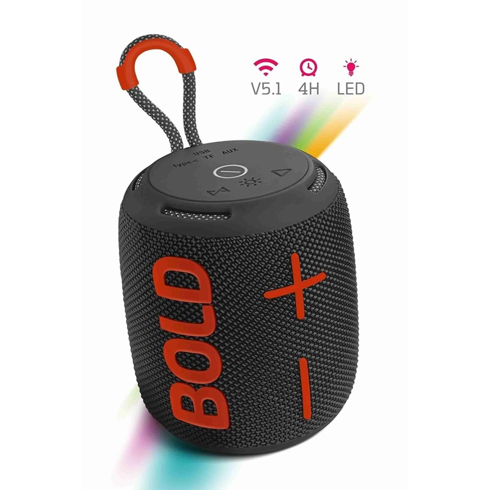 Powerway BOLD Taşınabilir Ses Bombası Kablosuz Bluetooth Hoparlör Speaker Yüksek Sesli TWS