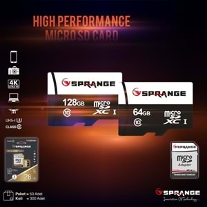 Sprange SM-128 128 GB Class10 Micro SDXC UHS-3 4K HD Ultra Hafıza Kartı