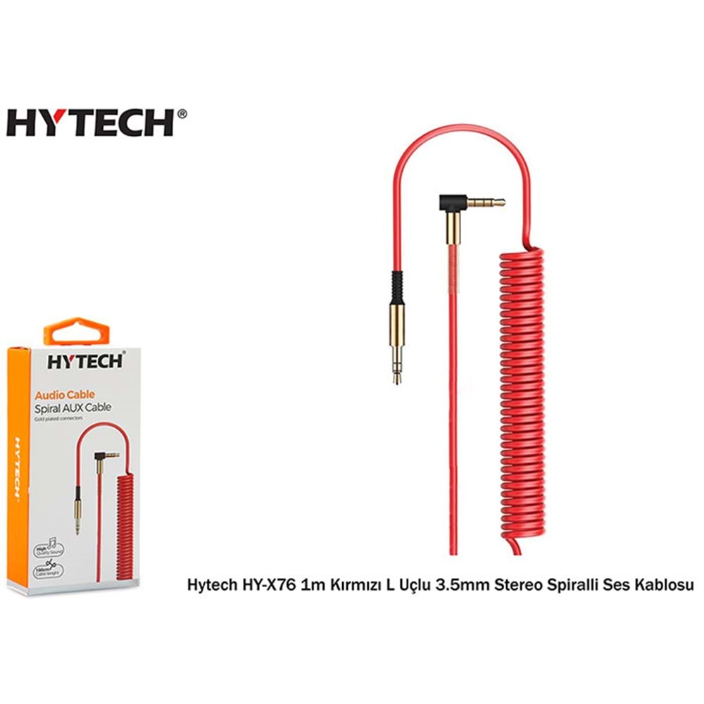Hytech HY-X76 1mt L Uçlu 3.5mm Stereo Spiralli Ses Kablosu