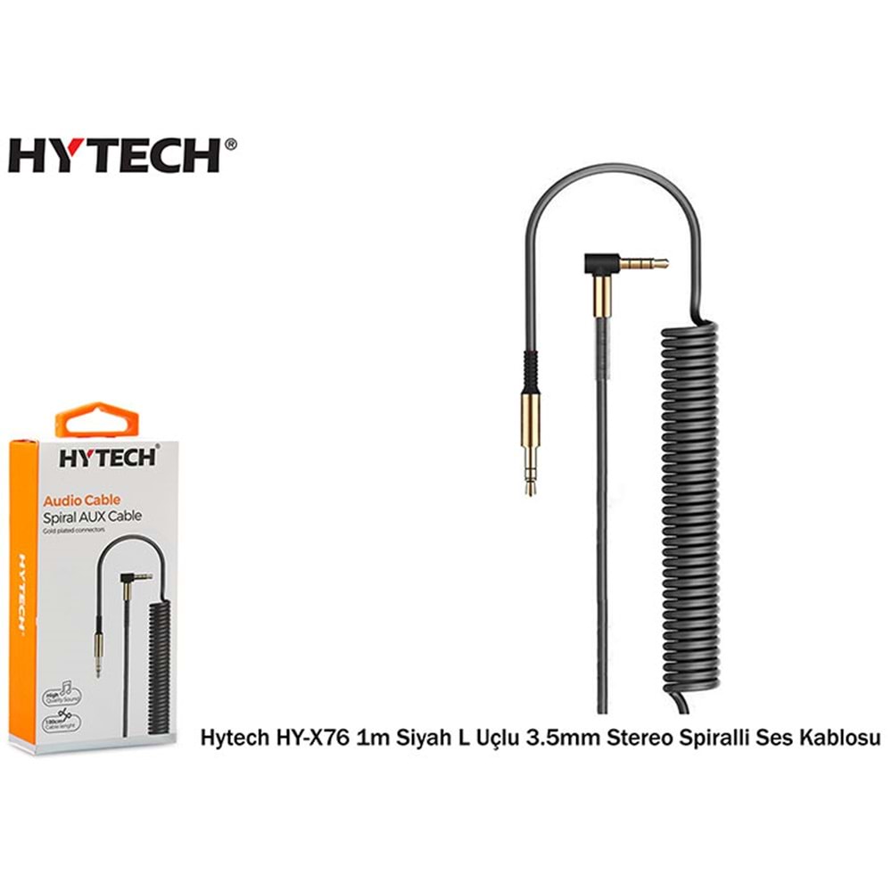 Hytech HY-X76 1mt L Uçlu 3.5mm Stereo Spiralli Ses Kablosu