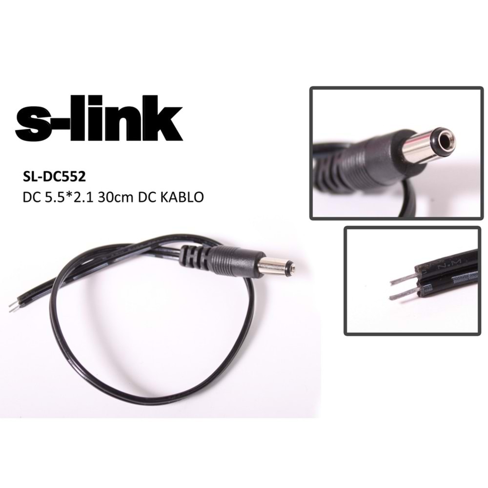 S-link SL-DC552 DC5.5*2.1 0,30 CM DC Kablo