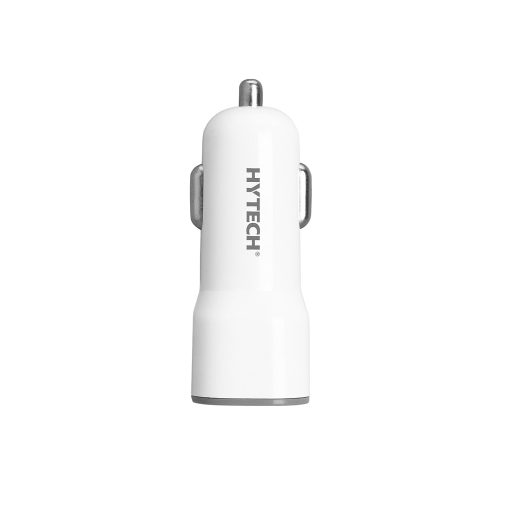Hytech HY-X42 MicroUSB Kablolu 3.4A Hızlı Şarj 2 USB Beyaz Araç Şarj Cihazı
