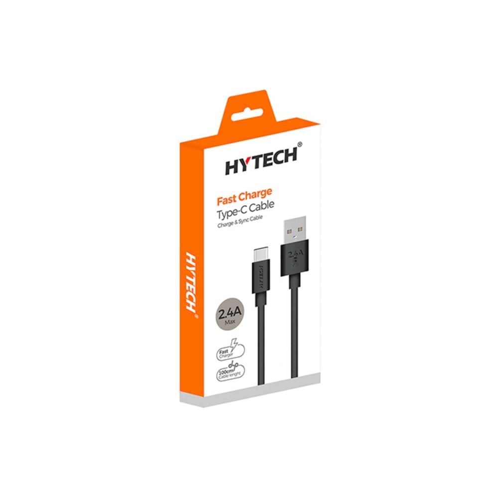 Hytech HY-X108 1m 2.4A Type-C Siyah/Beyaz Şarj Kablosu