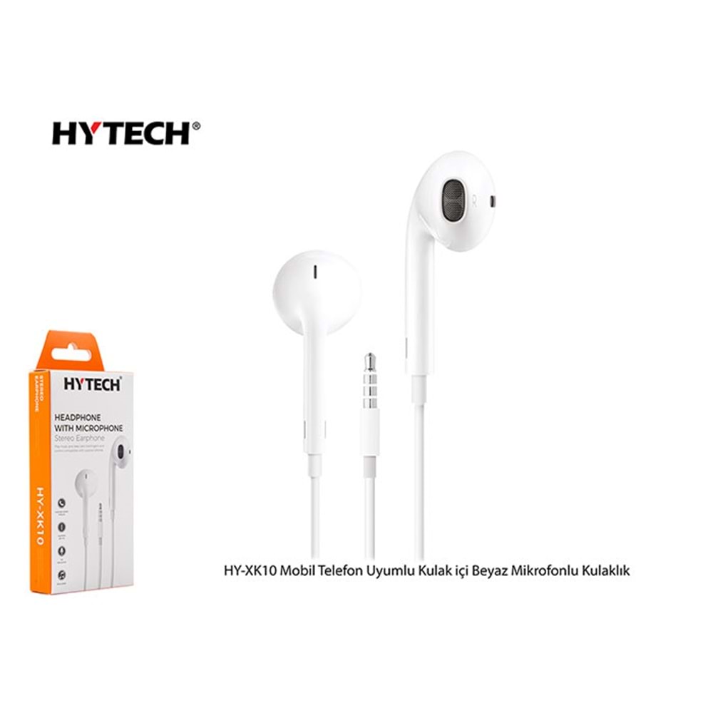 Hytech HY-XK10 Mobil Telefon Uyumlu Kulak içi Beyaz Mikrofonlu Kulaklık