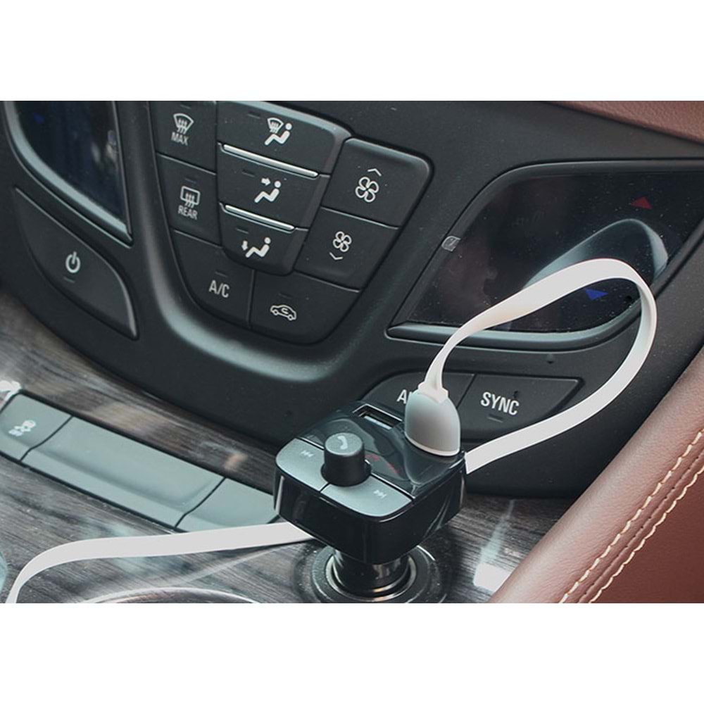 S-link SL-BT231 Led Ekran USB+TF Desteği Çift Usb 2.4A Bluetooth Fm Transmitter