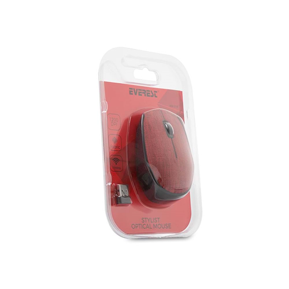 Everest KM-218 Usb Kırmızı 2.4Ghz Kumaş Yüzey Kablosuz Mouse