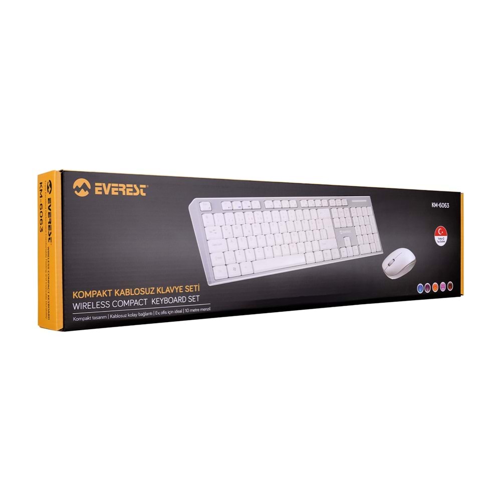 Everest KM-6063 Beyaz/Gri Kablosuz Q Multimedia Klavye + Mouse Set