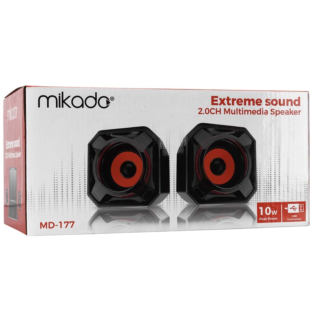 Mikado MD-177 2.0 5W * 2 Yeşil/Siyah Super Bass USB Speaker