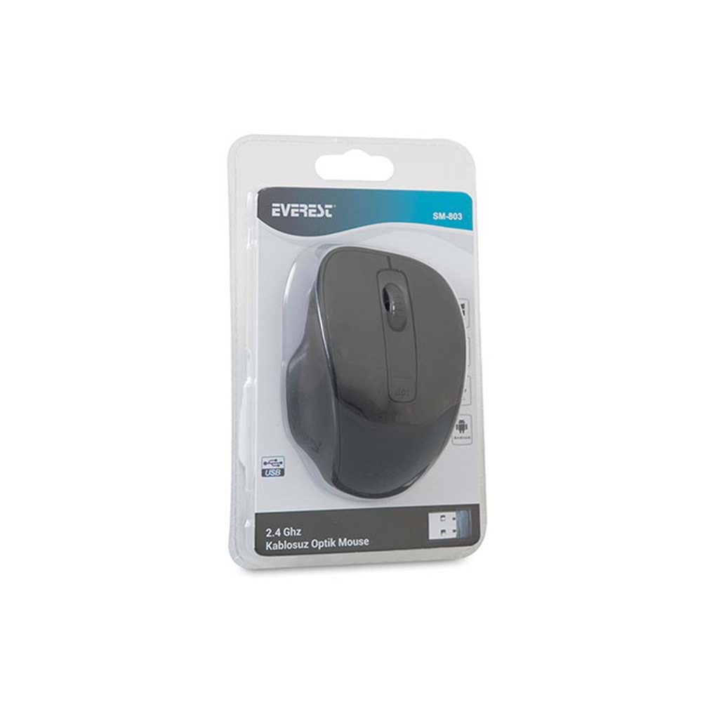 Everest SM-803 Usb Siyah 800/1200/1600dpi Kablosuz Mouse