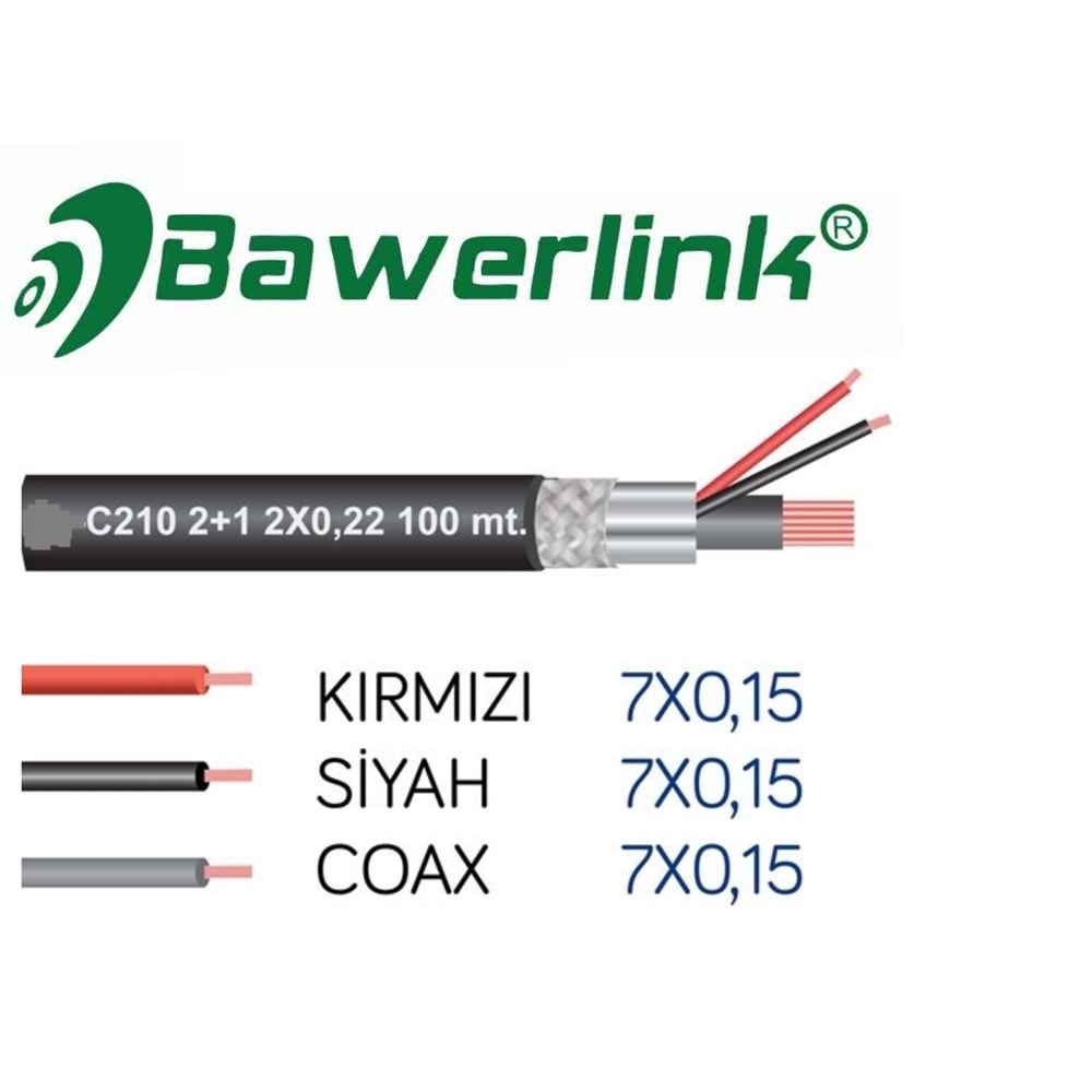 bawerlink CCTV 2+1 050mm 134 mt Kamera Kablosu A Kalite