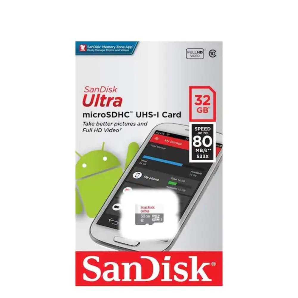 Sandisk 32 GB Ultra Micro Sd UHS-I SDSQUNS-032G-GN3MN Hafıza Kartı