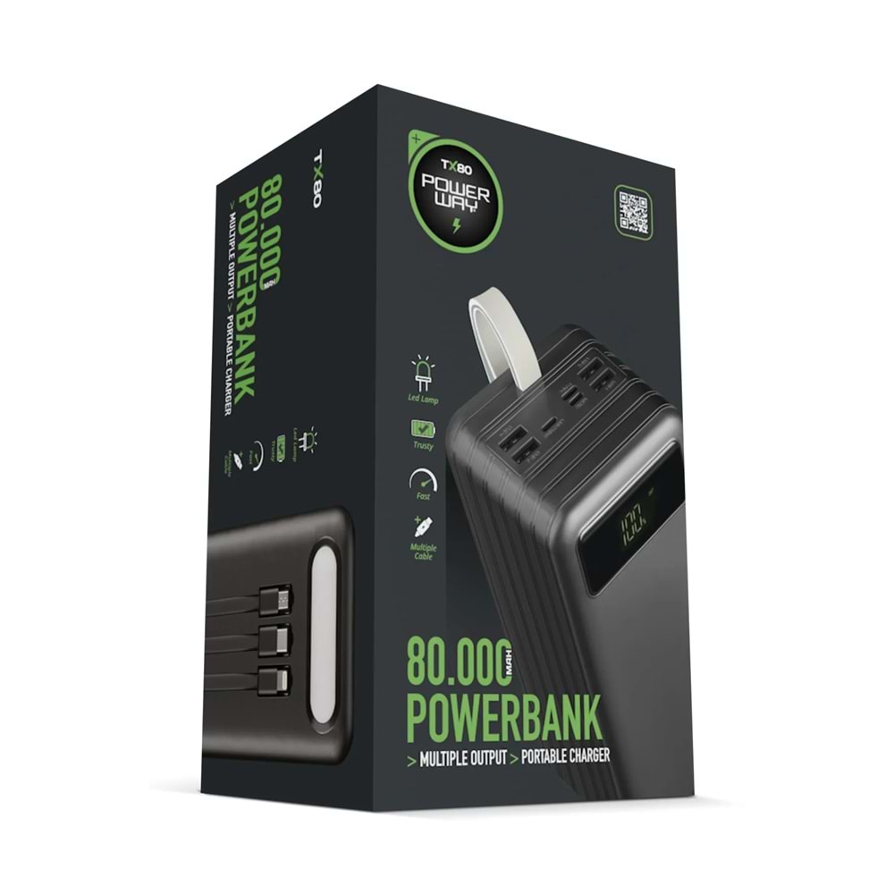 Powerway TX80 Işıklı Kamp 80000 mAH Taşınabilir Şarj Cihazı Powerbank