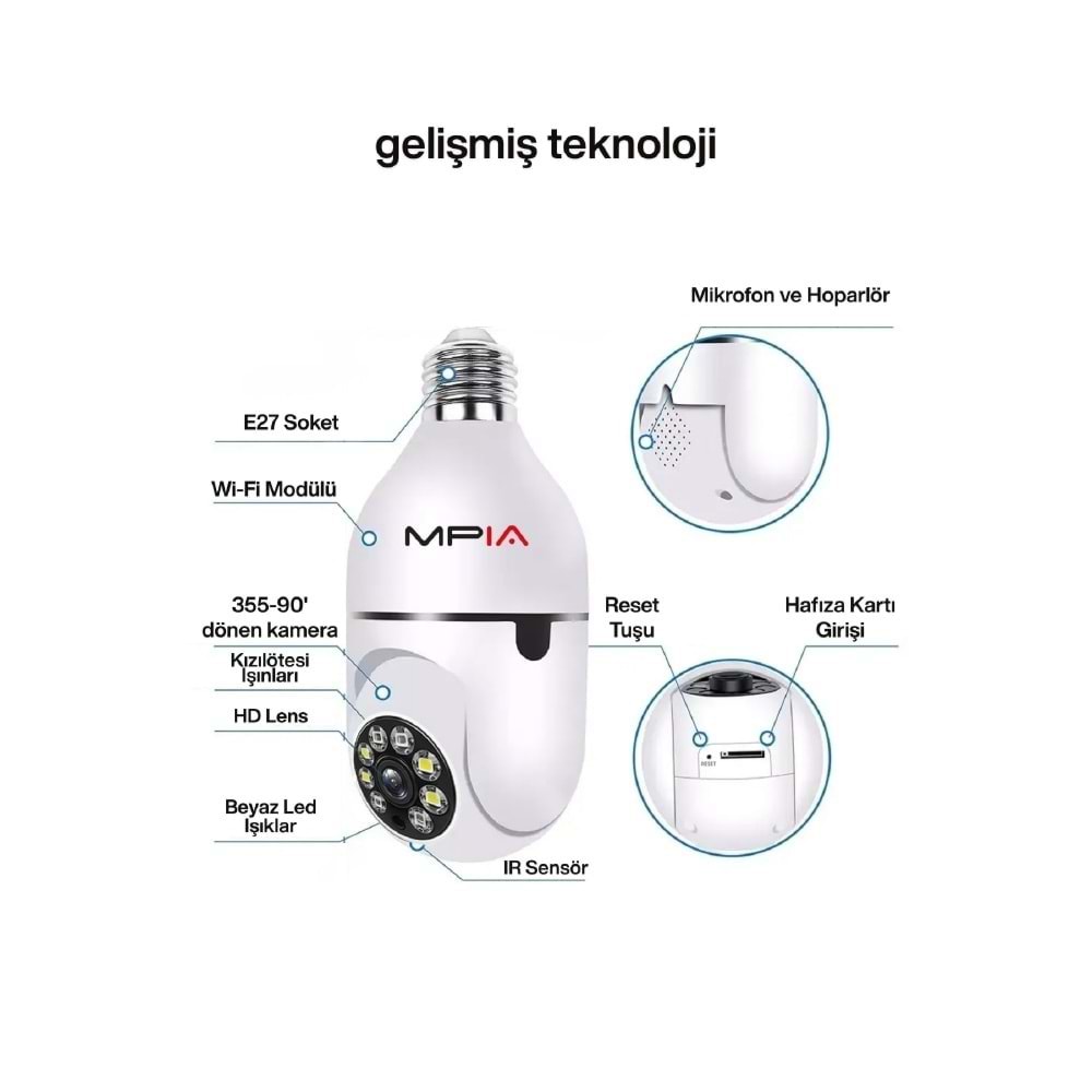 Concord MPİA REN 3Mp İp Wifi Full Hd 8 Led Gece Görüşlü Hareketli Kamera