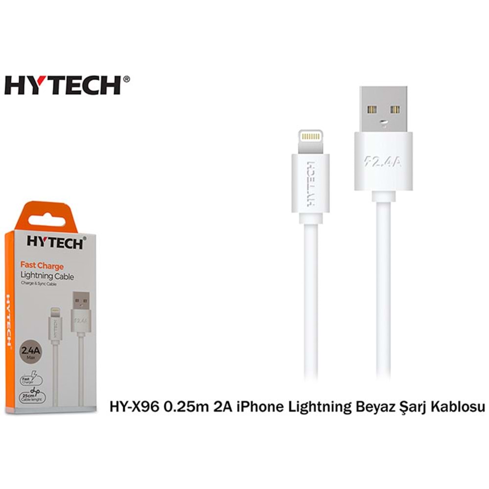 Hytech HY-X96 0.25m 2A iPhone Lightning Beyaz Şarj Kablosu