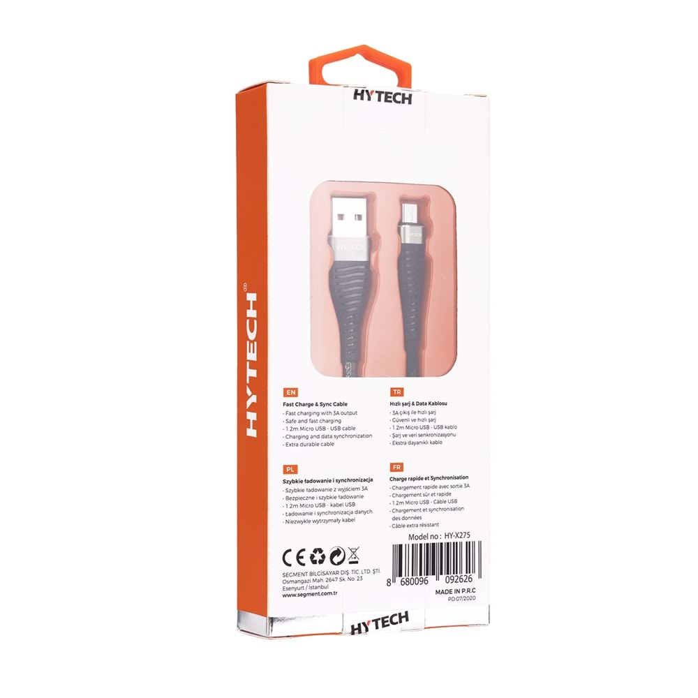 Hytech HY-X275 1.2M 3A Micro Usb Kamuflaj Desenli Kılıflı Yeşil Data + Sarj Kablosu