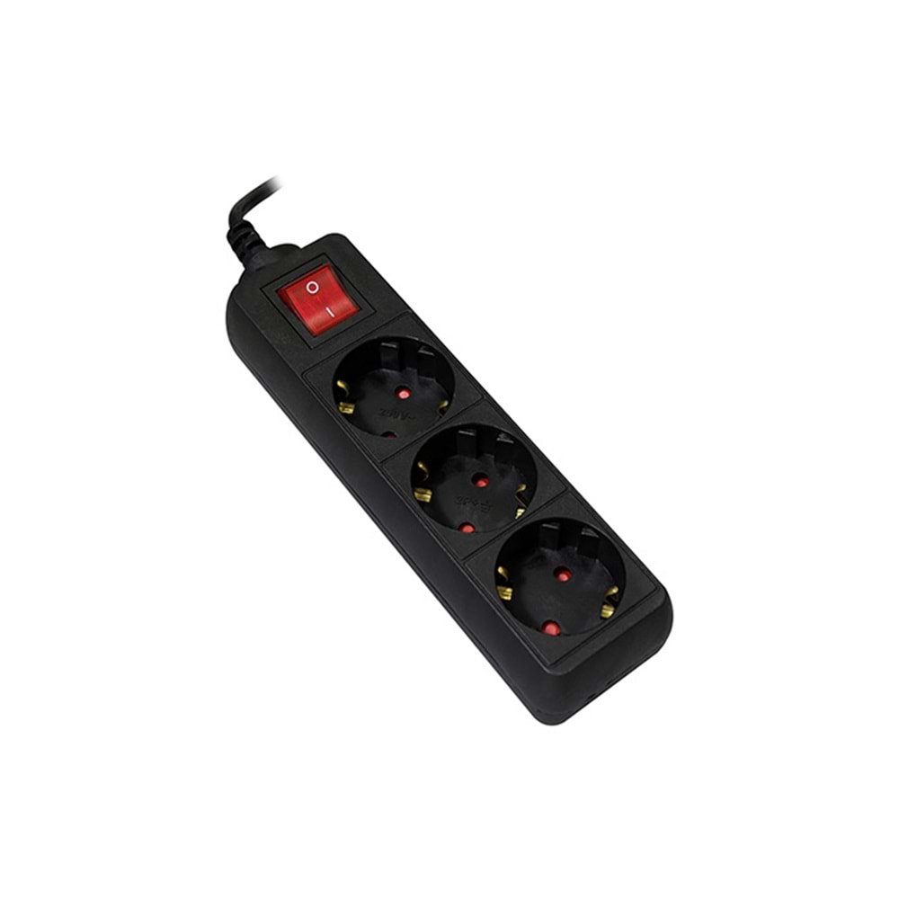 S-link SPG3-X-3 1.5m 3Lü Akım Kor.Kutu Siyah Priz