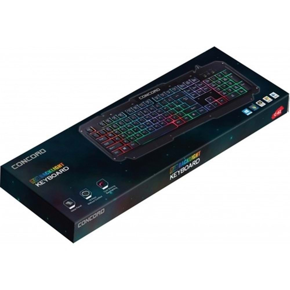 Concord C-62 Mekanik Hisli Metal Işıklı Ledli Q Türkçe Oyuncu Gaming Klavye