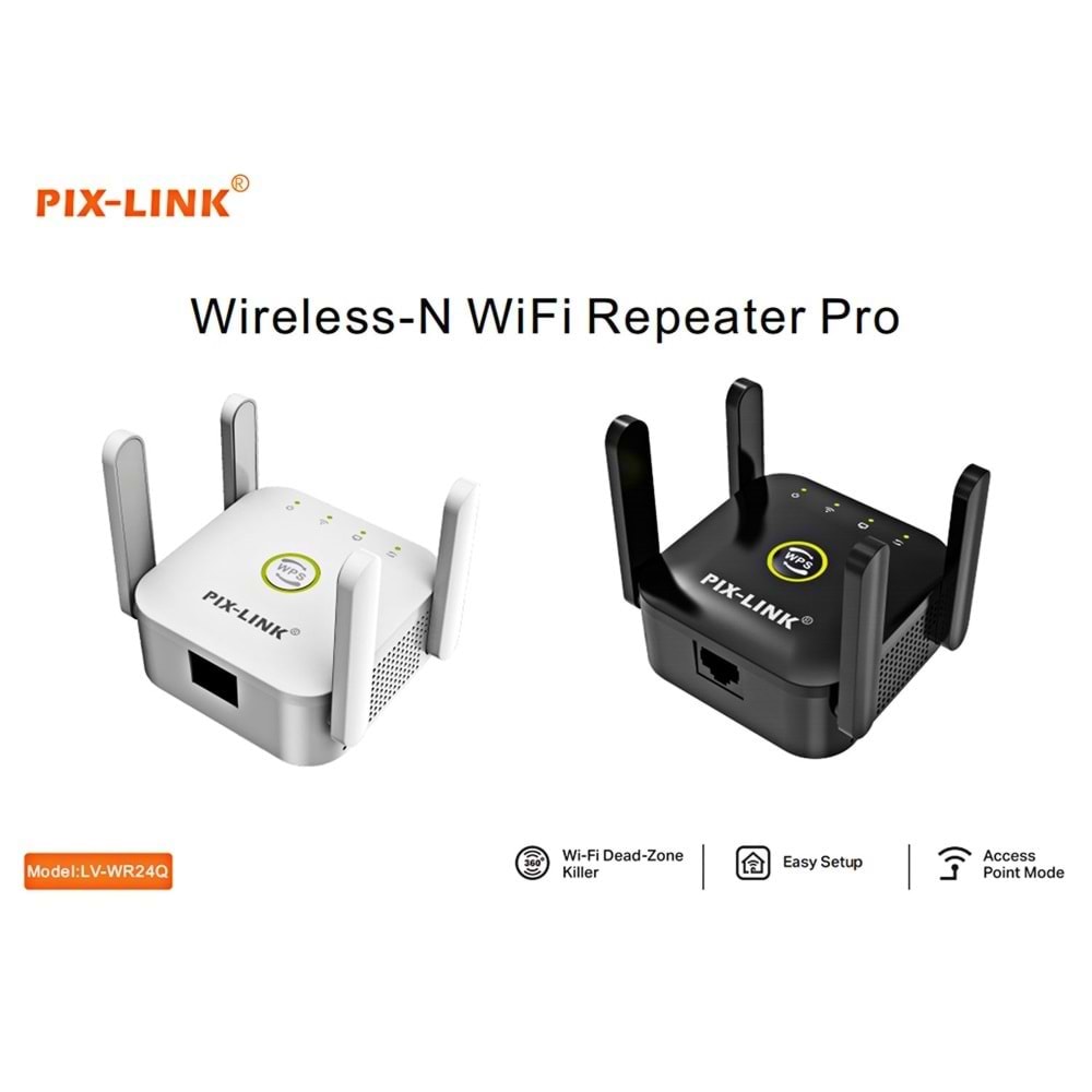 Pix-Link LV-WR24Q Acces Point 300Mbps Wifi-N Repeater Pro Wifi Router Sinyal Güçlendirici