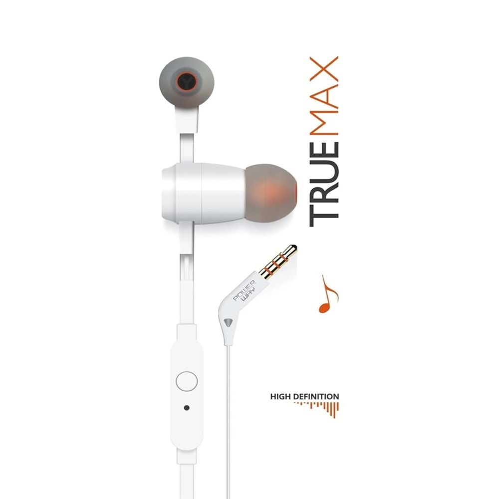 Powerway TRUEMAX 3.5 Mm Jack Girişli Yüksek Ses Çözünürlüklü Kulakiçi Mikrofonlu Kulaklık