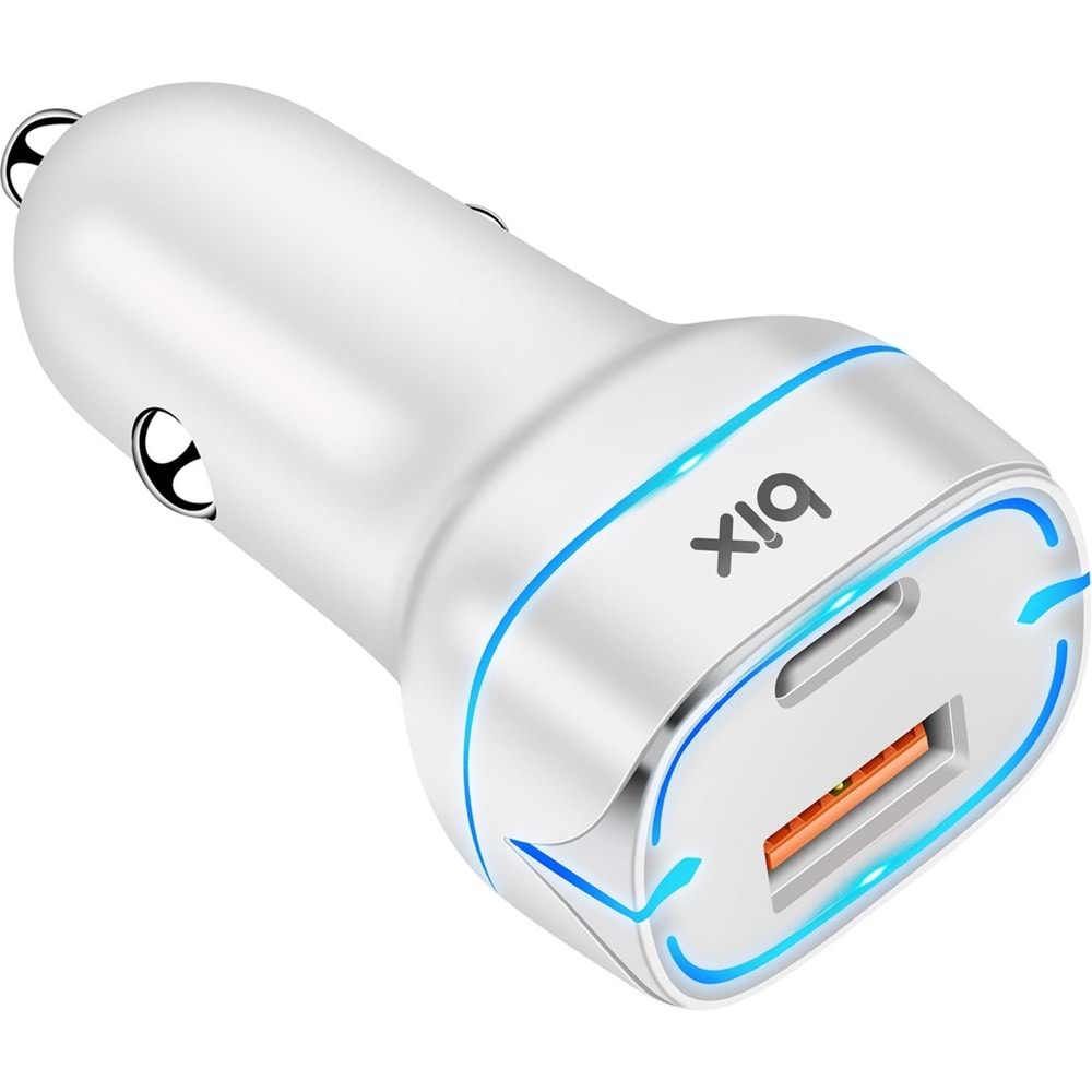 Bix BX-CCP36WT 36W Çift Portlu (PD + QC 3.0 USB) Araç Şarj Cihazı