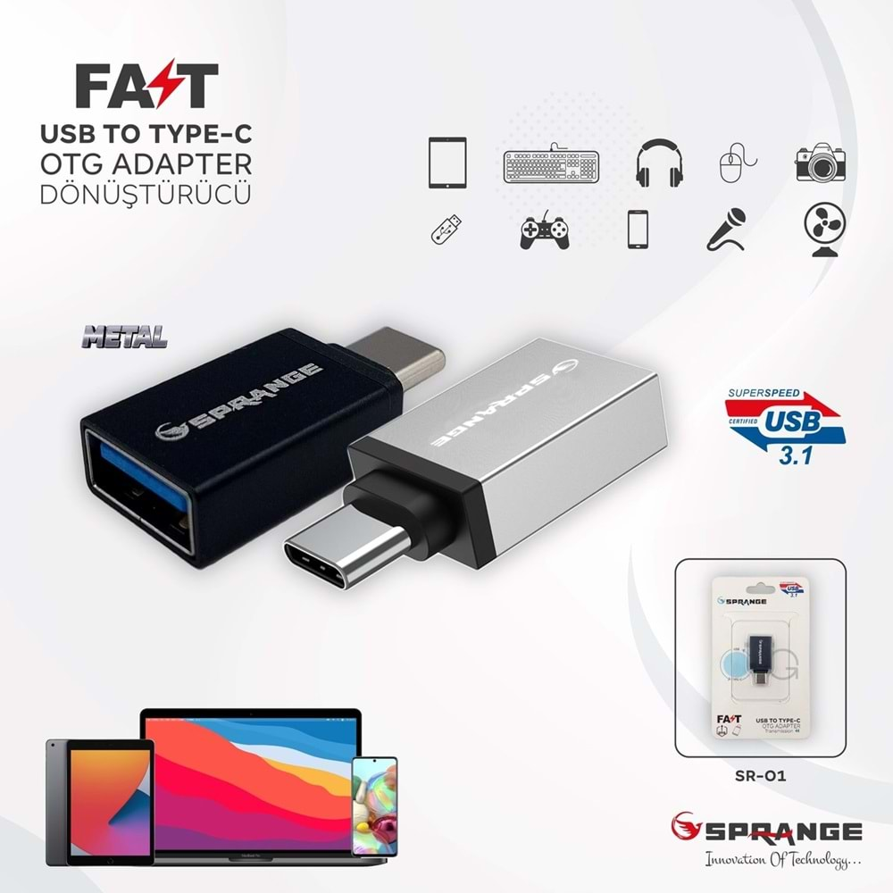 Sprange SR-01 Usb TO Type-C Çevirici 3.1A Dönüştürücü