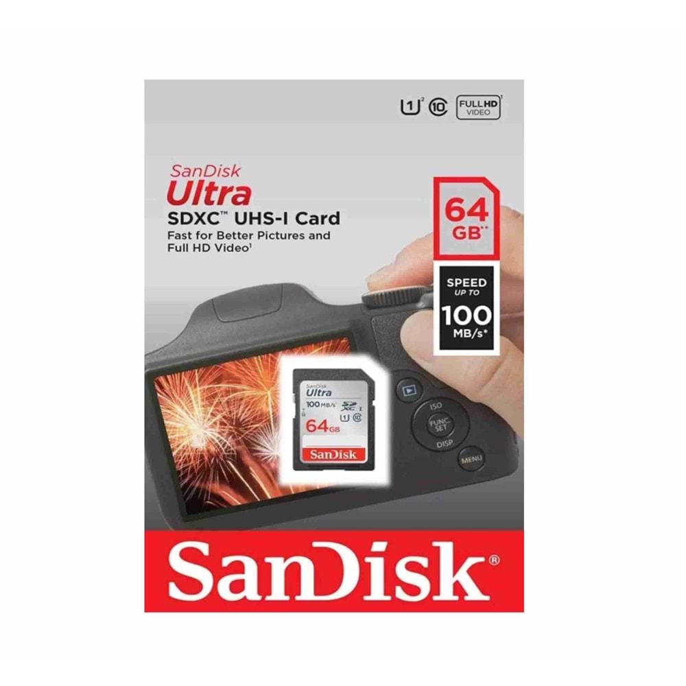 SanDisk Ultra 64GB SDXC100MB/s SDSDUNR064GGN3IN Hafıza Kart