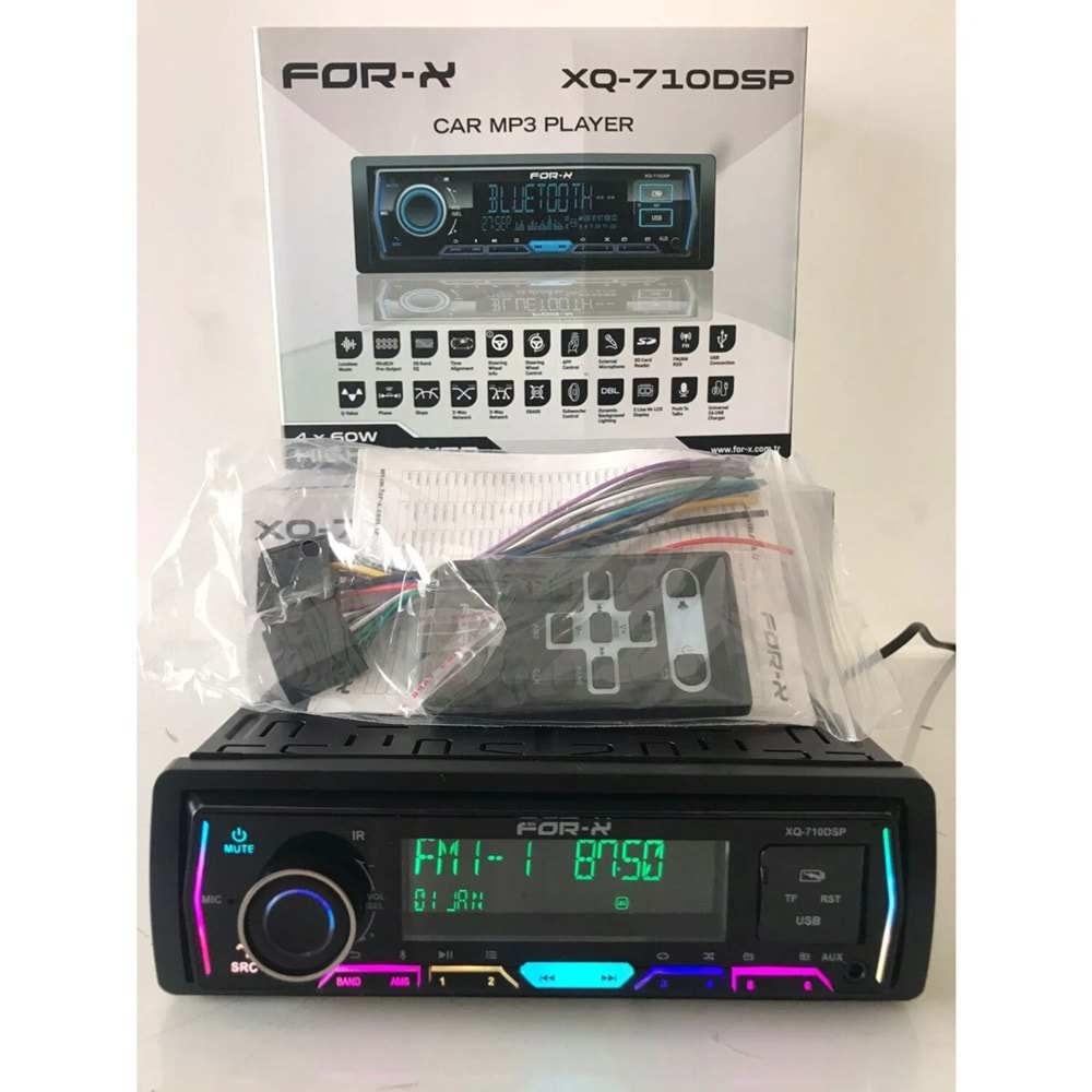 For-X XQ-710DSP 4 Amfi Çıkış 8*4V Rca BT 2 Usb Profesyonel Rgb Oto Teyp