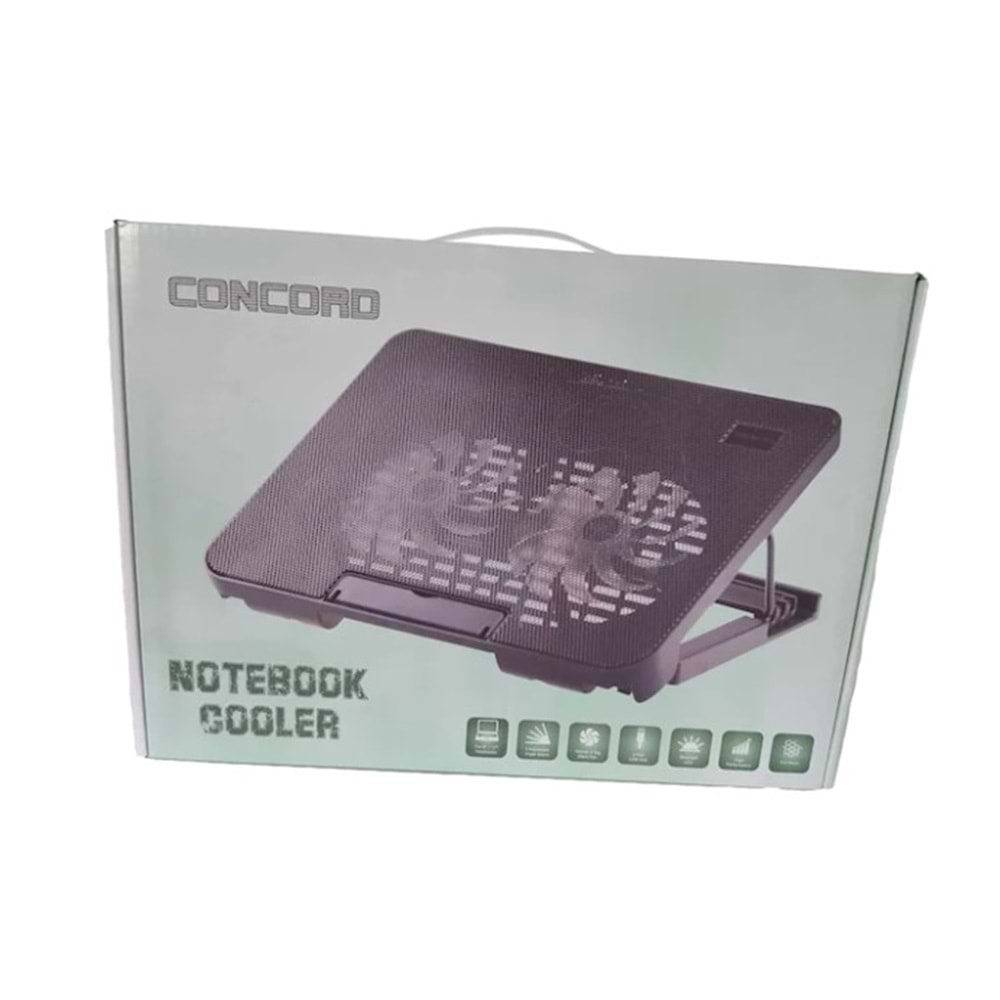 Concord C-883 Işıklı Ledli Stand 2 Fanlı Laptop Soğutucu