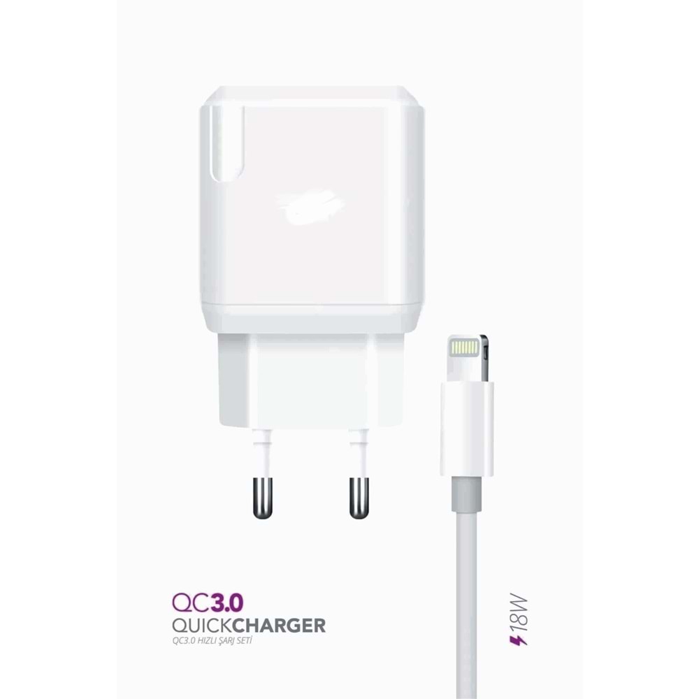 Maxron CH15 (qc 3.0) Iphone 18w Hızlı Şarj Lightning Ios Şarj Cihazı (kablo Dahil) Tüm Cihazlarla Uyumlu