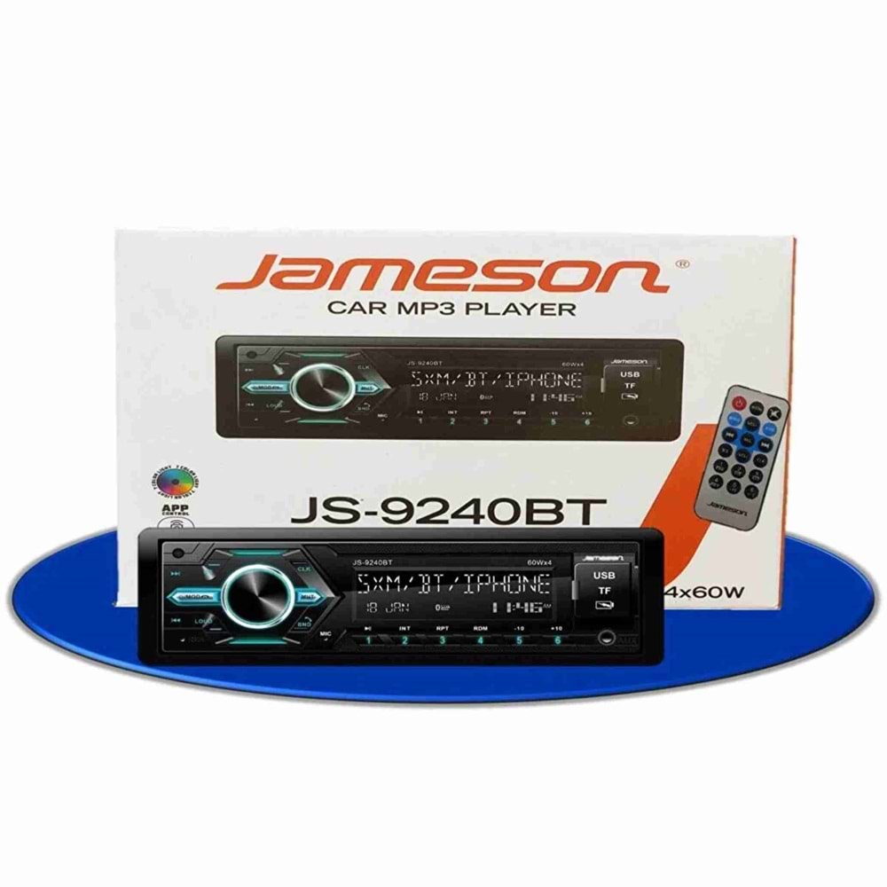 Jameson JS-9240BT USB Charge Bluetooth Aux Hafıza Kartı Lcd Ekran Çift Anfi Çıkışlı 4X60W Oto Teyp