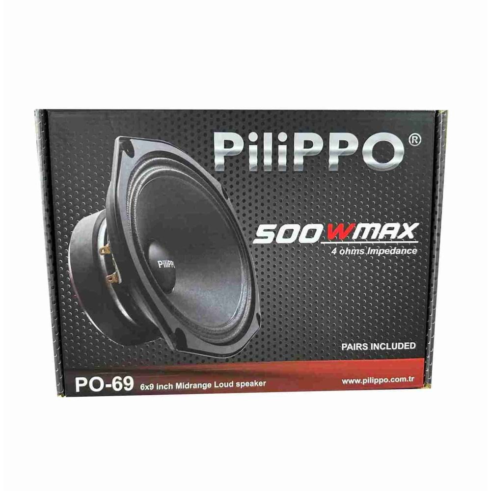 Pilippo PO-69 6x9 İnç 500 Watt Mıdrange Oto Hoparlör