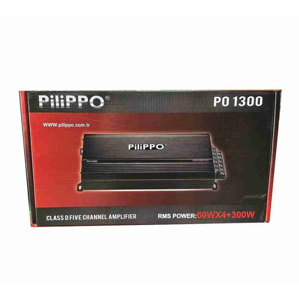 Pilippo PO-1300 D Class 4+60+300W Watt 5Ch Yeni Seri Oto Anfi