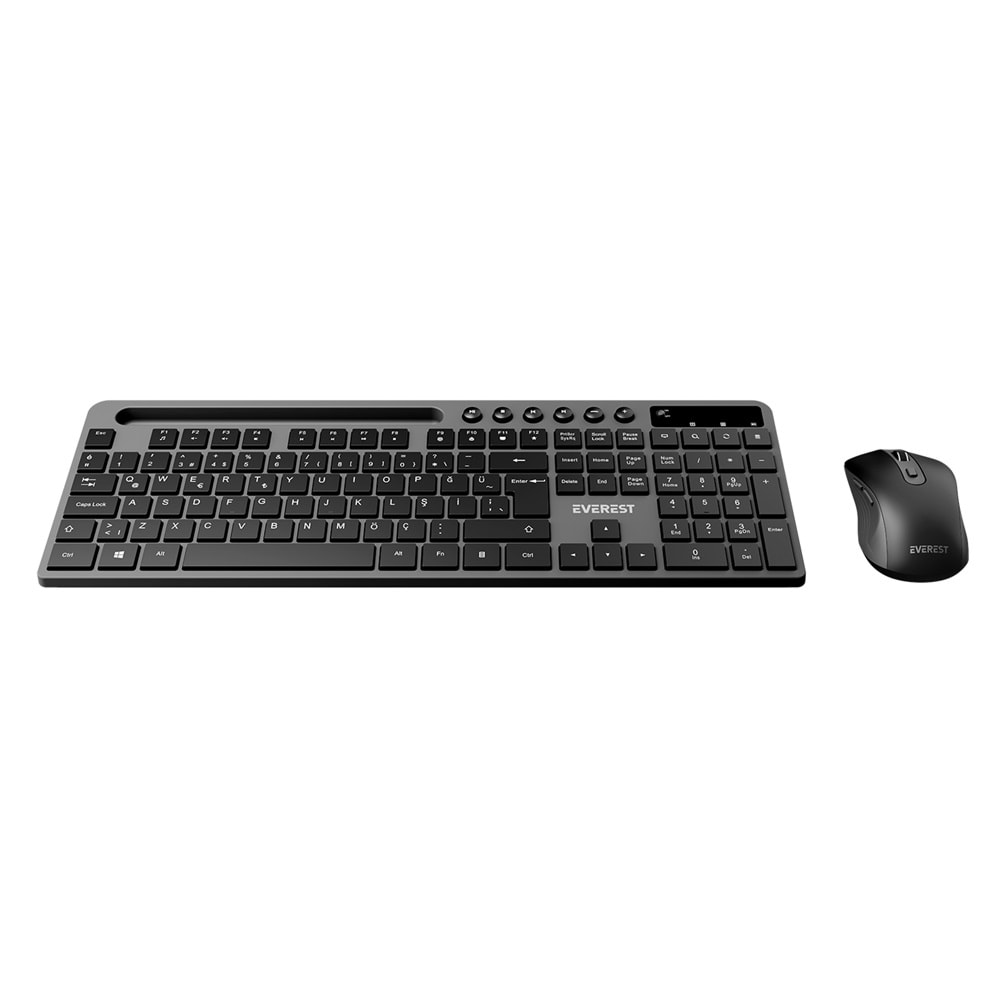 Everest KM-730 Gri/Siyah Kablosuz Q Multimedia Klavye + Mouse Set
